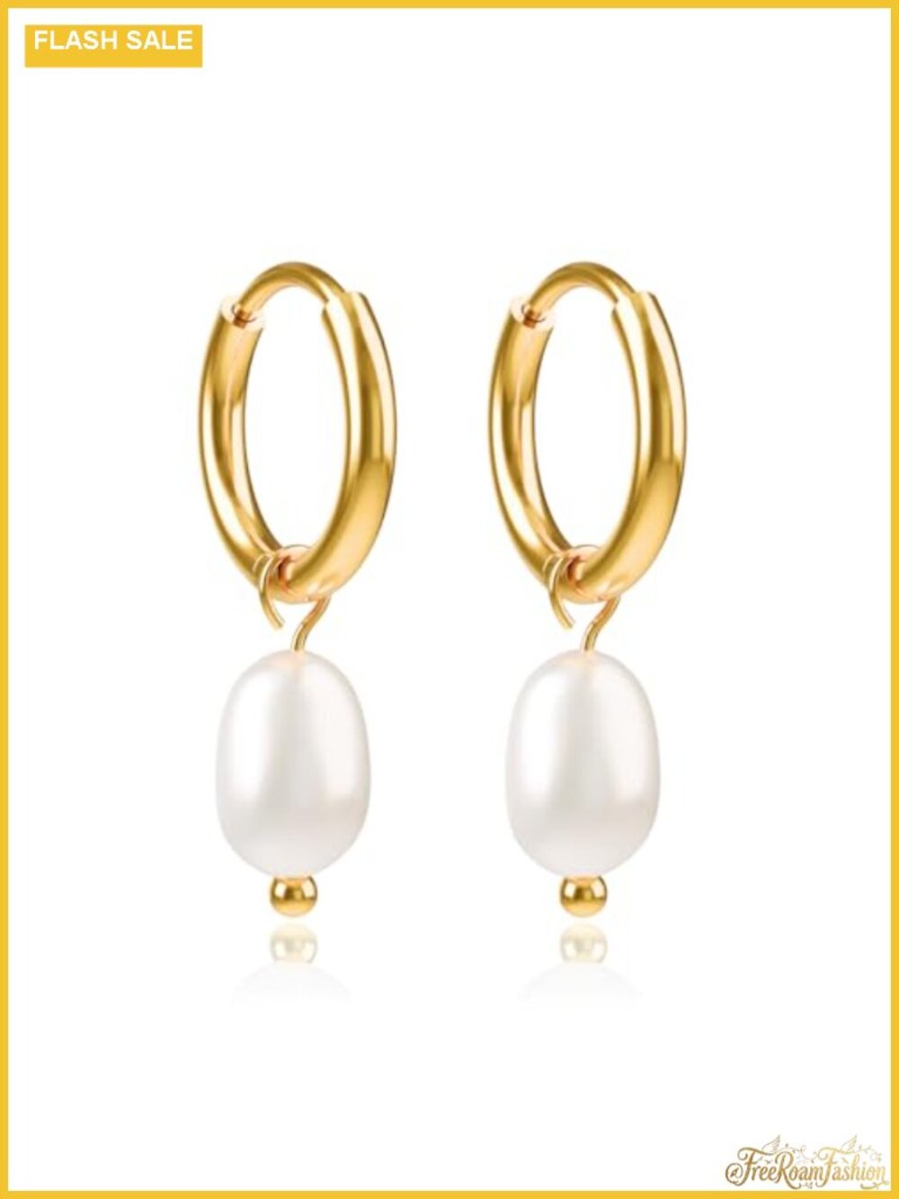 Dainty Pearl Drop Earrings Gold Huggie Hoop Dangle for Women Boho Earrings